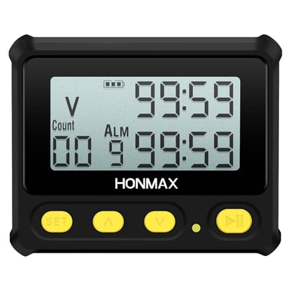 8200 Interval Timer and Stopwatch, Backlight, USB-C Charged, Clock - color: Black+yellow