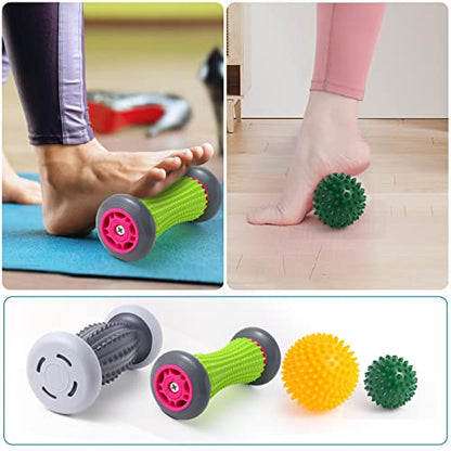 Plantar Fasciitis Relief, Foot Roller & Massager for Plantar Fasciitis, Neuropathy & Reflexology - 2 Foot Massage Roller & Ball (Green, Large) - color: Green