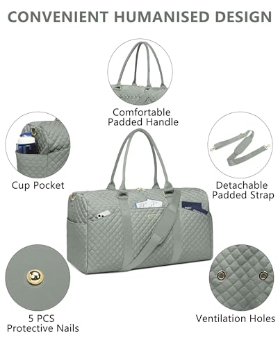 Women Weekender Travel Duffle Bag: Travel Duffel Overnight Bags with Shoe Compartment Large Carry on Tote with Toiletry Bag Weekend Traveling Yoga Gym Hospital Bag for Women with Wet Pocket Green - color: 04-Sage Green, size: Large