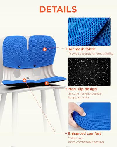 curble Grand Cover, Detachable Cover for Adult Chair, Ergonomic Chair Back Support and Lumbar Support (Blue) - color: Cover Blue