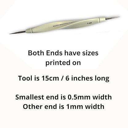 Happy Dotting Company Extra Fine Stylus — Micro Precision Double-Ended Dotting Tool & Embossing Stylus | 0.5mm & 1.0mm Tips for Mandala Art, Paper Embossing & Nail Art Detail Work