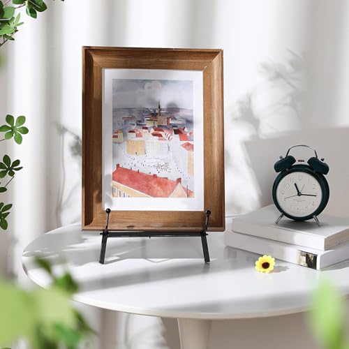 Leinuosen 2 Pcs Metal Easel Stand 16.5" H x 8.7" W x 4.3" D Table Top Easel Stand for Display Tripod Art Picture Mirror Modern Plate Holder for Display Book Photo Wedding Sign (Black) - color: Black
