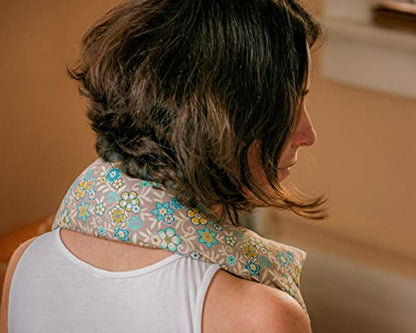 Microwave Heating Pad - Ice Pack - Contains Flax Seed and Dried Lavender - Can be Used Warm or Cold - 4 Sizes Available (4" x 9", Mustard Floral) - size: 4" x 9"