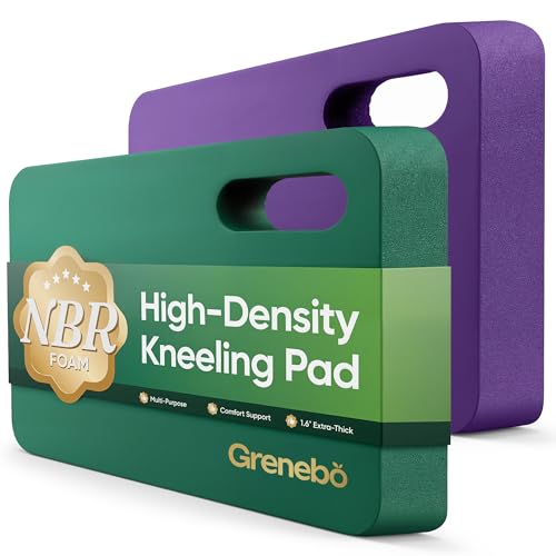 Grenebo 2-Pack Kneeling Pads, Extra Thick, 17.3 x 11 x 1.6 in, Green Purple - color: Green Purple
