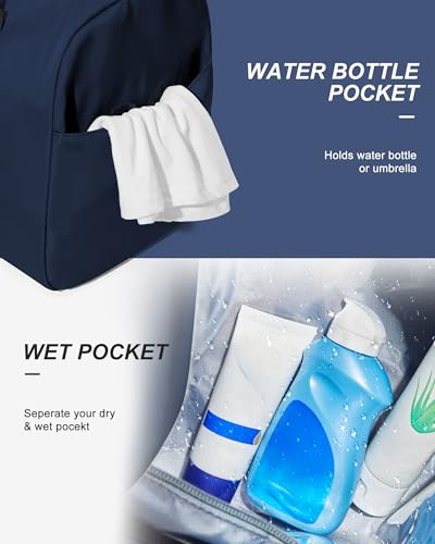 Gym Bag Womens Mens with Shoes Compartment and Wet Pocket Travel Duffel Bags for Women for Plane Sport Gym Tote Bags Swimming Yoga Waterproof Weekend Overnight Bag Carry on Bag Hospital Holdalls - color: A20-Dark Blue