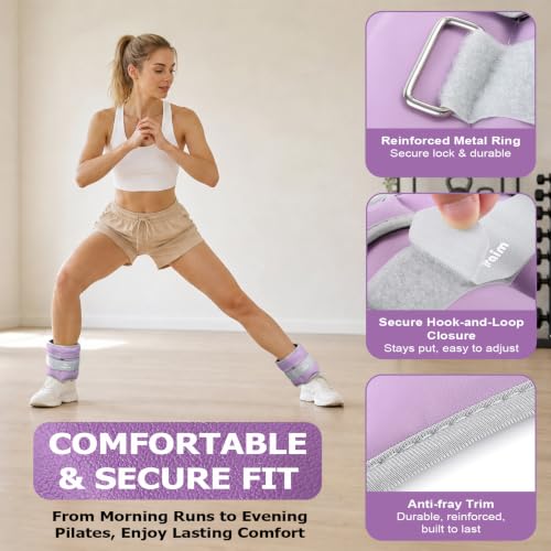 Fragraim Adjustable Ankle Weights for Women and Men, 1 Pair (2–10 lbs) - color: Purple