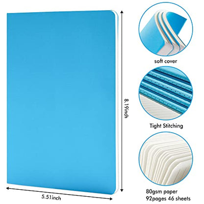 36 Pack Soft Cover Journal Bulk, Feela Lined Blank Travel Journal for Women Men Writing, Notebooks College Ruled for Work, Note Taking Notebook School Business Supplies, 8.2” x 5.5”, A5, Blue - color: 36 Blue