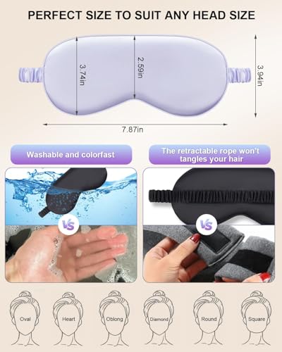 IEKEODI 2 Pack Silk Sleep Masks, Light Blocking Eye Masks, Black & Purple | Silky Soft Feel, Light Blocking Design, Gentle Elastic Fit, Breathable Comfort for Sleep, Travel and Naps - color: Black+purple