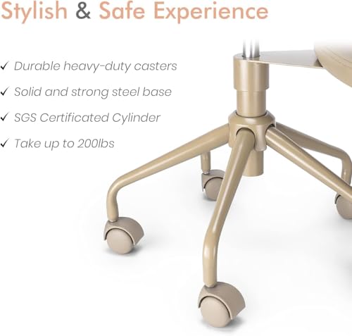 Pipersong Meditation Cross Legged Chair PRO, ADHD Chair with Height Adjustable Backrest, Criss Cross Desk Use with Footrest and Wheels for Home Office, Flexible Design for Fidgety Sitters, Tan | Height Adjustable Ergonomic Backrest, Memory Foam Cushion, E