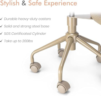 Pipersong Meditation Cross Legged Chair PRO, ADHD Chair with Height Adjustable Backrest, Criss Cross Desk Use with Footrest and Wheels for Home Office, Flexible Design for Fidgety Sitters, Tan | Height Adjustable Ergonomic Backrest, Memory Foam Cushion, E