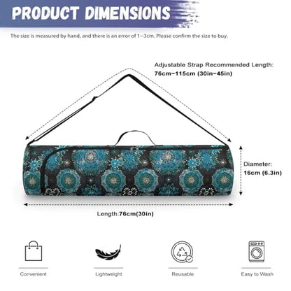 Yoga Mat Bag Portable Yoga Mat Holder with Adjustable Strap Lighweight Gym Tote Bag with Handle - color: Boho Mandala Blue