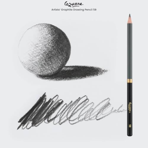 Cezanne Graphite Drawing Pencils Set - 5B, Set of 12 Break-Resistant Graphite Lead, Easy-to-Sharpen Sketch Pencils, Master Artist Quality Graphite Pencils for Technical and Artistic Drawing - color: 5B, size: Set of 12