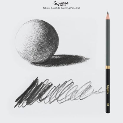 Cezanne Graphite Drawing Pencils Set - 5B, Set of 12 Break-Resistant Graphite Lead, Easy-to-Sharpen Sketch Pencils, Master Artist Quality Graphite Pencils for Technical and Artistic Drawing - color: 5B, size: Set of 12