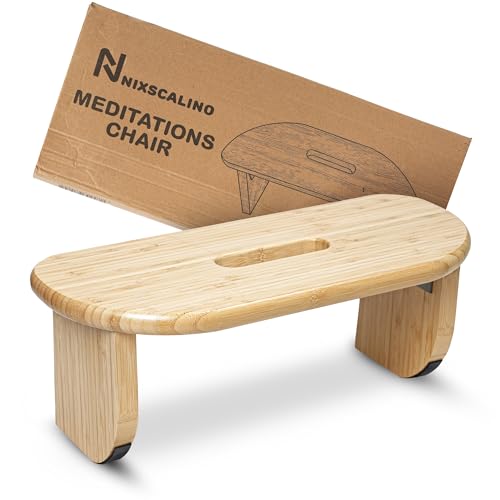 NIXSCALINO Folding Meditation Bench | Bamboo Kneeling Stool with Rocking mechanism - Portable Cross Legged Folding Seiza Chair