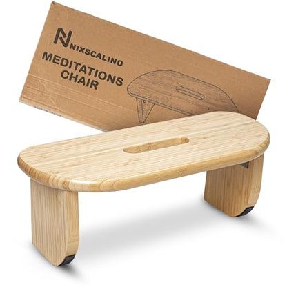 NIXSCALINO Folding Meditation Bench | Bamboo Kneeling Stool with Rocking mechanism - Portable Cross Legged Folding Seiza Chair