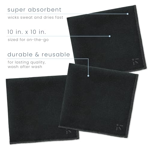 S&T INC. Microfiber Handkerchief for Sweat, 6 Pack, 10" x 10", Black | Absorbent and Lightweight, Soft Microfiber for Glasses, Face, Special Events, and Travel, Machine Washable