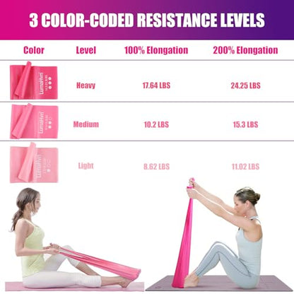 Pilates Essentials Kit for Home Workouts, Pink Pilates Equipment with Pilates Ring and Ball Set for Beginners,Workout Bands Resistance for Women, Large Yoga Ball for Pregnancy & Exercise