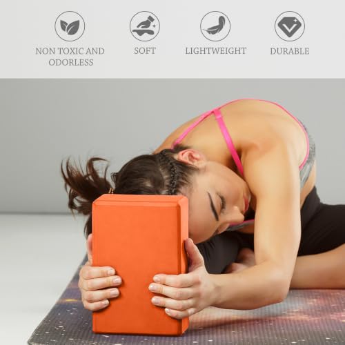 9"x6"x3" Yoga Block, 2 Pcs Soft Non-Slip Foam Blocks Supportive - color: Orange