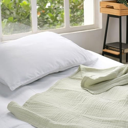 100% Cotton Gauze 50"X70" Large Throw 4 Layered Blanket- Sea Foam | Premium Muslin Blanket for Couch,Bed,Living,Summer Lightweight, All Seasons Blankets & Throws, Boho,Travel & Skin Friendly - color: Sea Foam, size: 50"X70" Large Throw