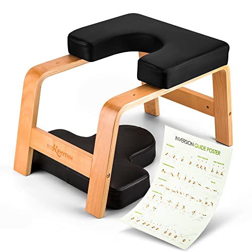 BODY RHYTHM Yoga Headstand Bench, Yoga Inversion Chair, Headstand Trainer for Relieve Stress, Improve Sleep & Digestion and Strength Training, Ideal for Home Workout, Fitness and Gym - color: Classic Black