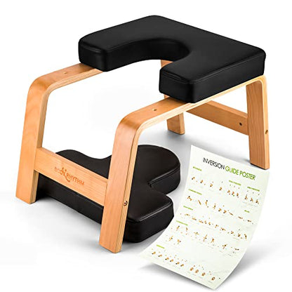 BODY RHYTHM Yoga Headstand Bench, Yoga Inversion Chair, Headstand Trainer for Relieve Stress, Improve Sleep & Digestion and Strength Training, Ideal for Home Workout, Fitness and Gym - color: Classic Black