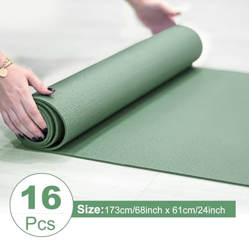 Funtery 3 mm Thin Yoga Mats Bulk, 68 x 24 Inches Lightweight PVC Exercise Mats Non Slip Workout Fitness Pads for Yoga Pilates Stretching Classes Gym Home Studio - color: Matcha Green