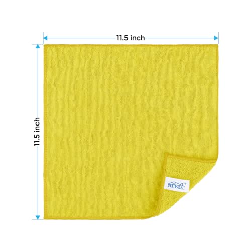 HOMEXCEL Yellow Microfiber Cleaning Cloth, Microfiber Towels for Car, 12 PK | Lint Free Cleaning Rags for Household & Kitchen, Car Wash Towels for Detailing Drying, Scratch-Free, 11.5"X 11.5" - color: Yellow