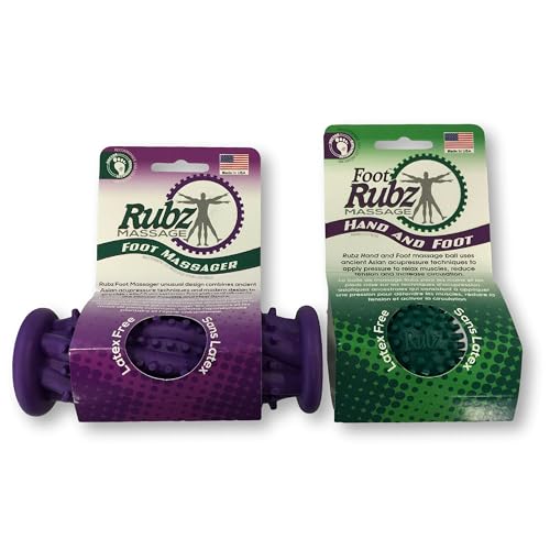 Due North Foot Rubz Combo Pack, Original Foot Rubz & Foot Massage Roller, 0.6 lb., multi colored, 2 piece set, (DNFCP3 - style: Hand & Foot Ball/Foot Roller Combo