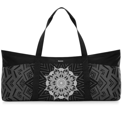 Gonex Yoga Mat Bag, Extra Canvas Gym Bag with Waterproof Pocket Metal Zipper, Fits Mat & Blocks, Stylish Yoga Mat Carrier for Women, Ideal for Yoga, Pilates, Workout, Travel - color: Black