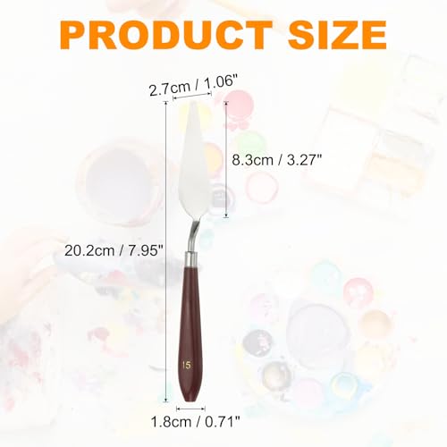 HARFINGTON 5pcs Palette Knife Painting Tool 3.27" x 1.06" Stainless Steel Art Spatula Pallet Knives Scrapers Tools with Plastic Handle for Acrylic Oil Canvas Mixing Spreading, Red/Silver - size: 3.27" x 1.06"