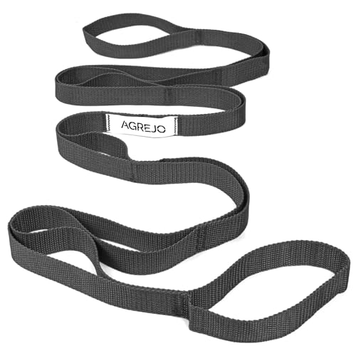 AGREJO Stretching Strap Yoga Strap Physical Therapy for Home Workout, 10 Loops Non-Elastic Stretch Band for Pilates, Flexibility, Exercise and Gymnastics - color: 1-Pack Black
