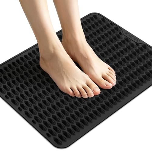 Acupressure Mat for Foot Massage, Silicone Foot Reflexology Mat - color: Black