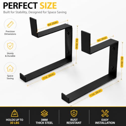 Yoga Mat Holder Wall Mount, 2-Pack Home Gym Storage Rack | Space-saving wall organizer stores yoga mats, foam rollers, and resistance bands for home gyms, studios, and workout spaces.