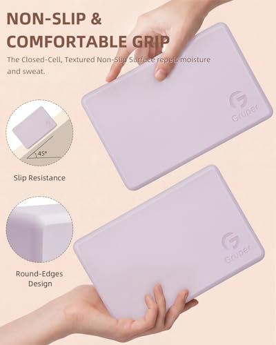 Gruper Yoga Blocks 2 Pack, 9"x6"x3" Exercise Blocks High-Density EVA Foam Blocks with Soft Non-Slip Surface, Lightweight Yoga Props for Yoga Pilates Meditation & Stretching - color: Lavender