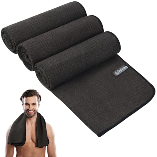 KinHwa Gym Towels - Absorbent Wicking Workout Towels, Quick Dry & Compact, Ideal for Yoga, Fitness, Treadmill or Indoor Bike - color: Dark-brown 280gsm, size: 16"x31"