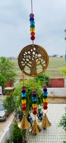 Indian Consigners Small Witchcraft Altar Brass Wind Chime Bell Home Decor Alter Hanging (Tree of Life Bell)