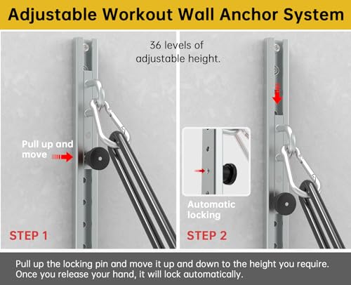Wall-Mounted Anchor Fitness System - Adjustable, Multi-Functional, Space Saving Home Gym Solution for Strength Training,Adjustable Workout Wall Anchor System - color: 2 Pack （Black）