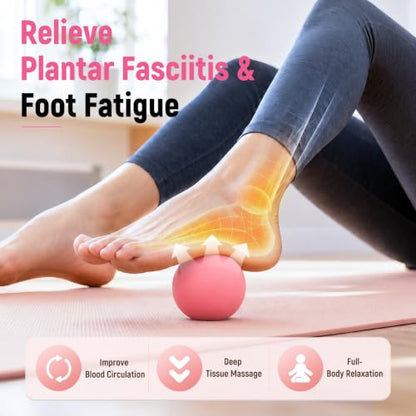 Massage Ball Lacrosse Ball for Myofascial Release, Massage Deep Tissue for Back, Neck, Foot Trigger Point Therapy, Full Body Muscle Knots, Relieving Muscle Pain (Pink) - color: Pink