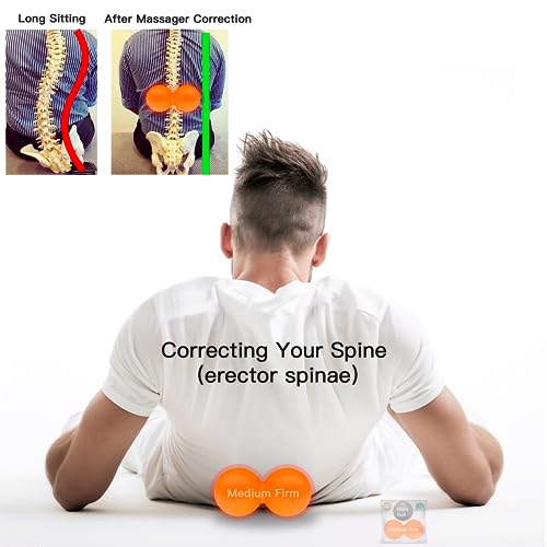 Hard Lacrosse Ball + Soft Peanut Massage Ball Set – Deep Tissue & Trigger Point Tool for Plantar Fasciitis Relief, QL, Iliacus, Glutes, Neck, Hamstrings, Hip Flexors & Myofascial Release - color: Black&orange