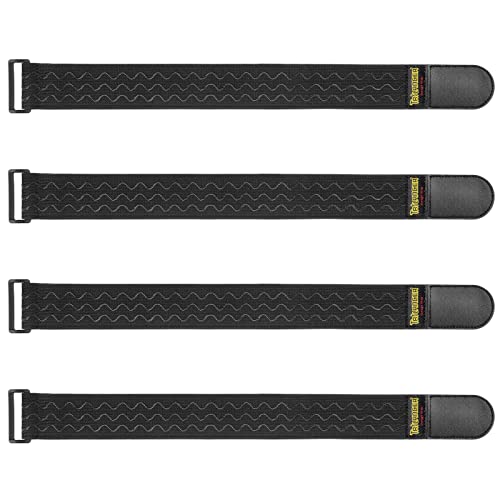 Trilancer Elastic Cinch Straps with Anti-Slip Strips, 18'' x 2'' (4 Pack) | Hook and Loop Storage Straps with Buckle, Bundling Bands for Extension Cords, Cables, Ropes, Hoses, Bike, Boat, Pant Garters - size: 18"(4 pcs)
