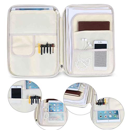 JAKAGO A4 Travel Portfolio Multifunctional Document Organizer Zippered Case for Office Supplies (Blue) - color: Blue