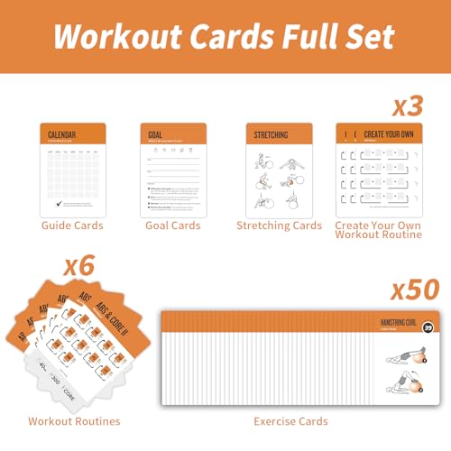 Stability Ball Workout Cards, 62 Exercises Cards Deck Large Size 5" x 3.5" Fitness Cards for Women & Men, Beginner Fitness Guide to Training Exercises at Home or Gym - style: Stability Ball