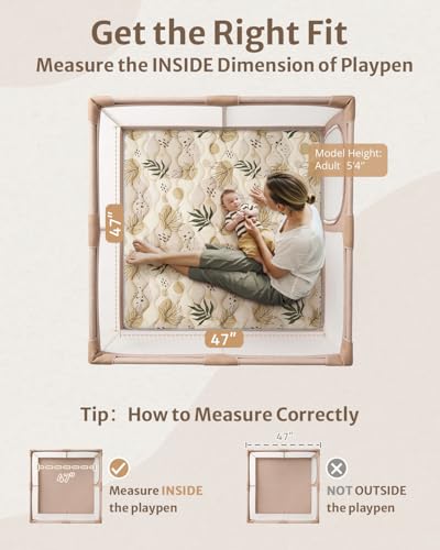 Blissful Diary Baby Play Mat, 47x47 Infant Play Mat for Playpen, Thicken Foam Cushioned Baby Mat for Floor, Non-Slip Kids Play Mat, Washable Baby Playmat for Babies,Toddlers, Earth Tones Design - color: Earth Tones, size: 47" X 47"