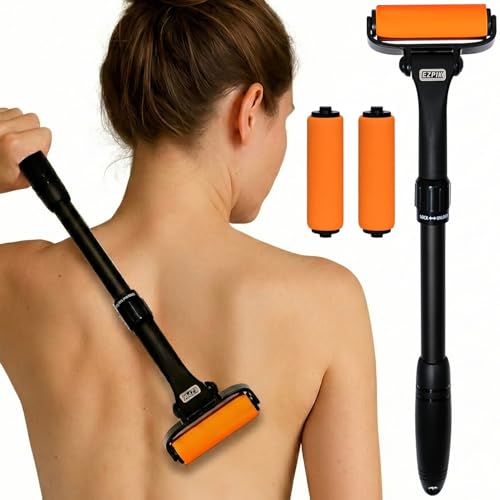 EZPIK Lotion Applicator for Back with 2 Replacement Foam Rollers, Extendable up to 23" - Curved Back Lotion Applicator for Elderly & Seniors with Limited Mobility, Body Cream & Sunscreen Applicator