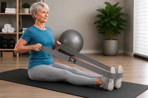 Premium 76" Extra Long Resistance Band for Working Out, 3" Wide Non-Slip Fabric Exercise Band for Stretching, Yoga, Strength Training & Physical Therapy (Gray)