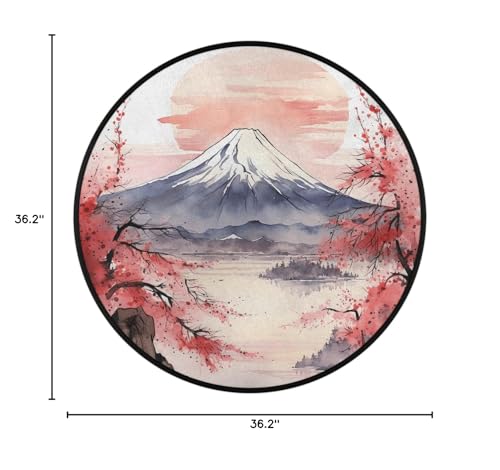 Japanese Style Art Print Round Area Rug 3Ft Circle Carpet Floor Mat - color: Art Print, size: 3 ft