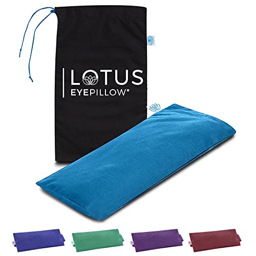 Lotus Lavender Eye Pillow - Weighted Mask for Yoga & Sleep, Blue - color: Blue