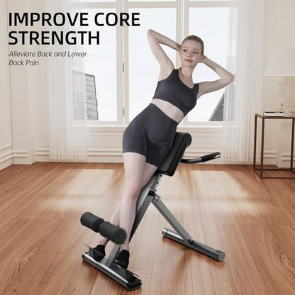 Roman Chair Hyperextension Bench – Adjustable Back Extension Machine for Glutes, Hamstrings & Lower Back – Foldable Multi-Purpose Workout Equipment for Home Gym - size: Medium