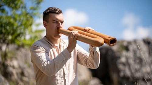 Z-shaped Professional Didgeridoo for Meditation, Sound Healing Therapy, Yoga and Circular Breathing — NOT MADE IN CHINA — Mahogany Wood, 2-YEAR WARRANTY - style: Z-shape, note D