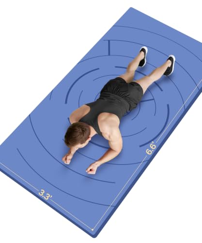 nuveti Large Exercise Mat (6'x 3'), Extra Wide Workout Mat for Men and Women, Yoga Mat Thick 1/4 Exercise Mats Non-Slip, Non-Toxic, Large Fitness Mat Perfect for Barefoot Exercise (Yoga, Pilates, Stretching, Meditation) - color: Blue, size: 78"L x 39"W x